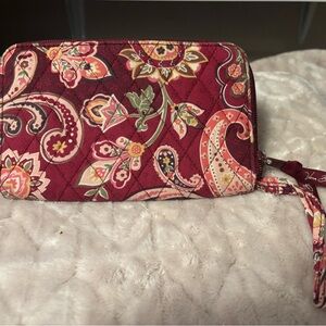 Vera Bradley Quilted Paisley Wristlet - Raspberry Floral